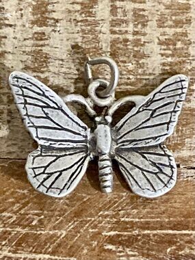 Butterfly Charm Pendant - Silver Tone